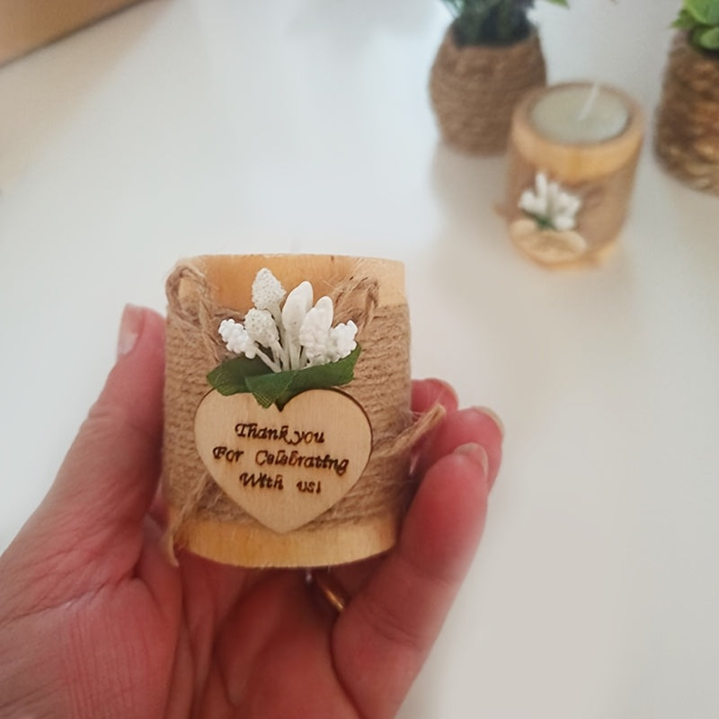 Wooden Tea Candle Holder, Rustic Romance Decor