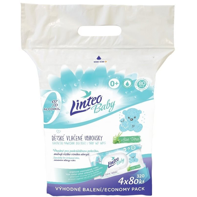 LINTEO BABY nedves törlőkendők (4× 80 db) (8594008878683)