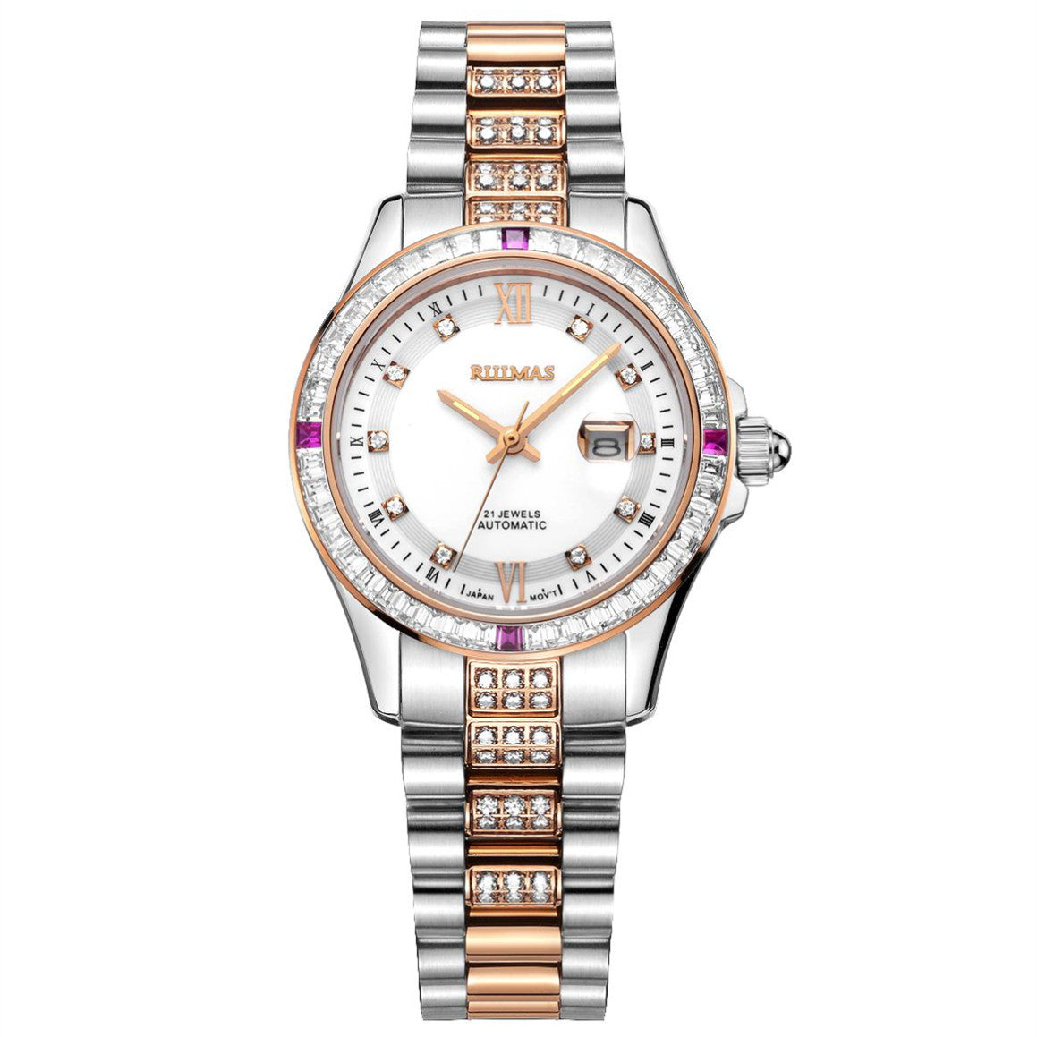 RUIMAS Sapphire Mechanical Women Watch Brand Luxury Steel Bracelet Ladies Fashion Watch Automatic Female Clock Reloj Mujer 6740