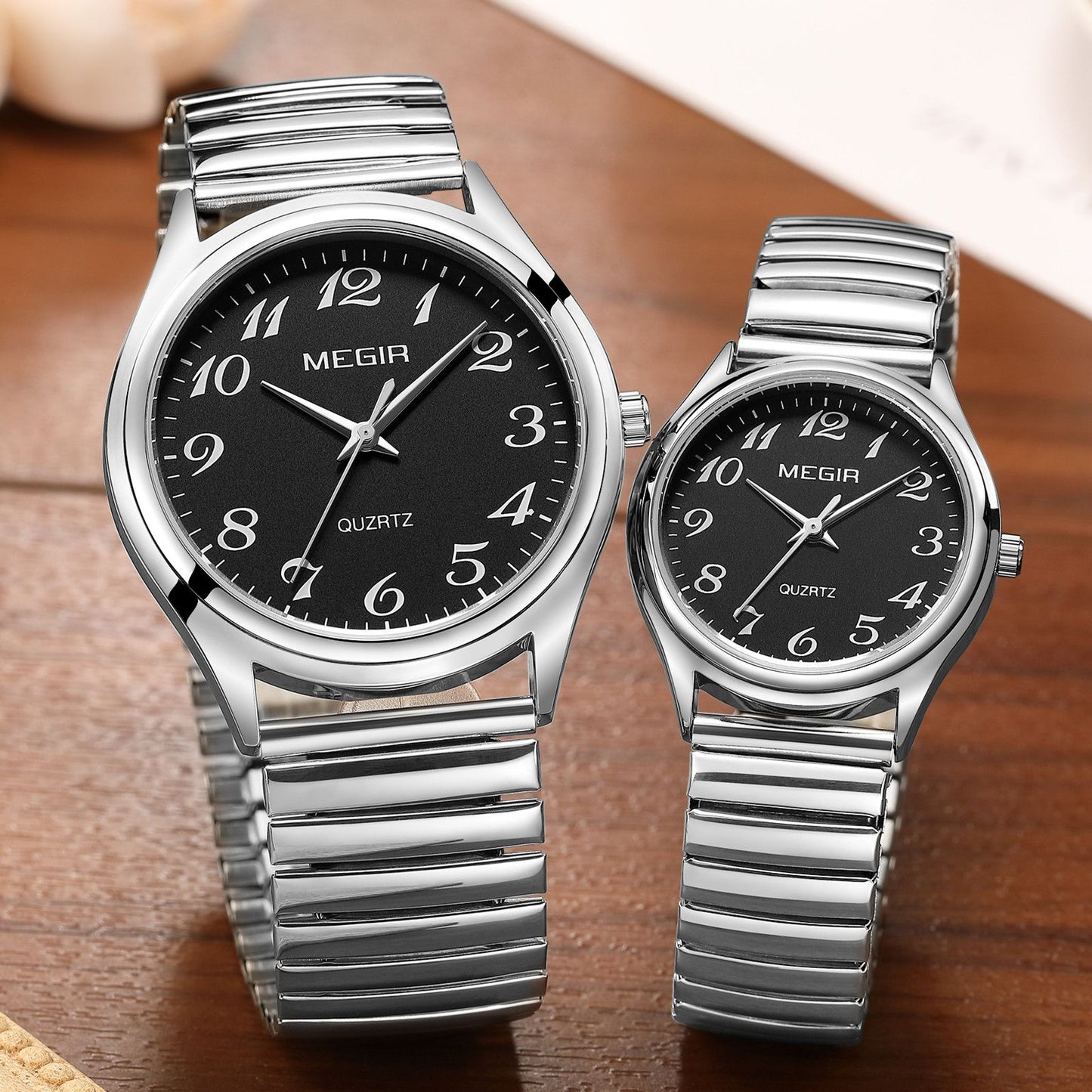 MEGIR Luxury Couple Watches Waterproof Quartz Watch for Lover Stainless Steel Men Women Wristwatches Clock Relogio Masculino 1088