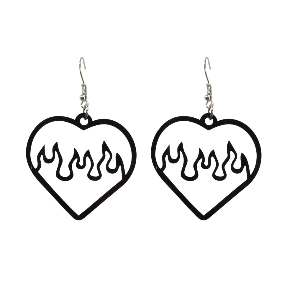 Feelontop Acrylic Hollow Love Heart Drop Earrings Party Women Gift Accessories