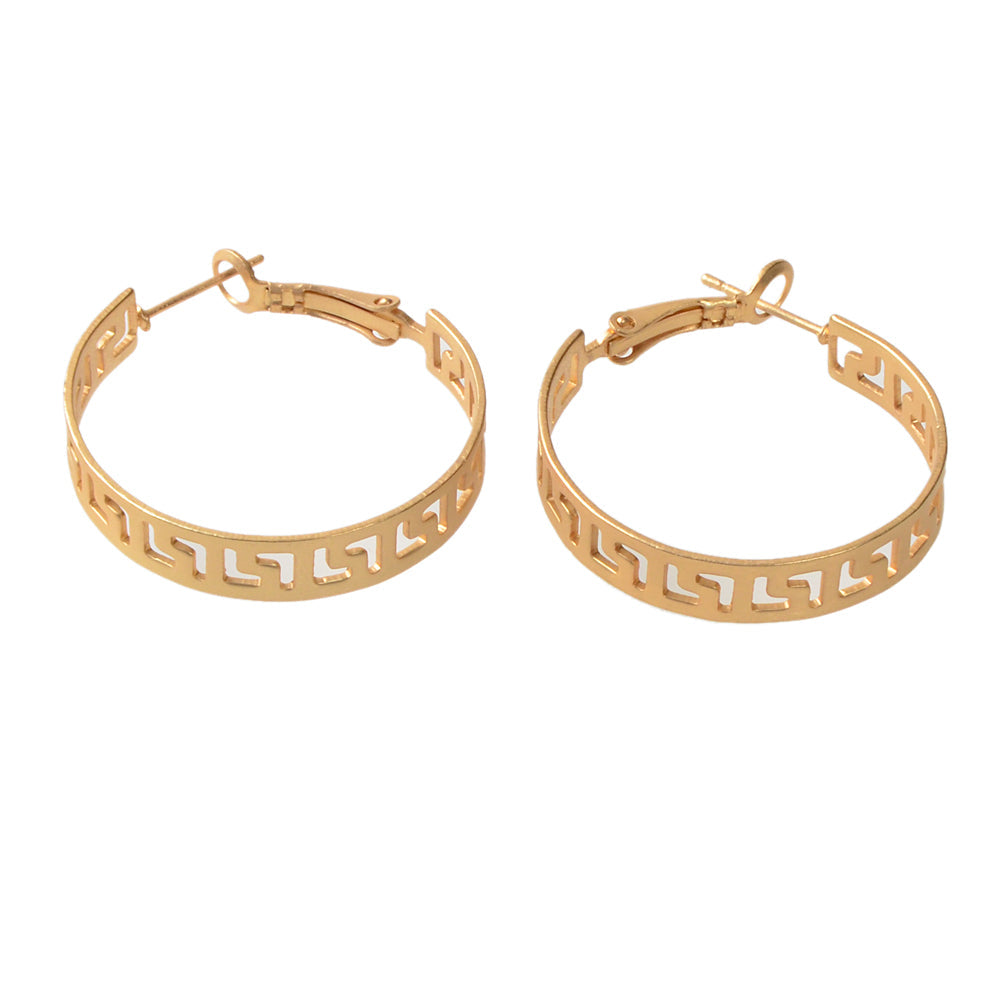 Women Gold Metal Hollow out Geometric Big Hoop Statement Earrings Accessories