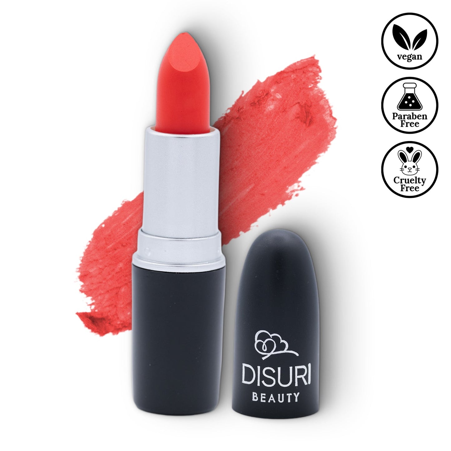 DISURI Beauty Vegan & Cruelty-Free Matte Bullet Lipstick - Fiery Coral #10