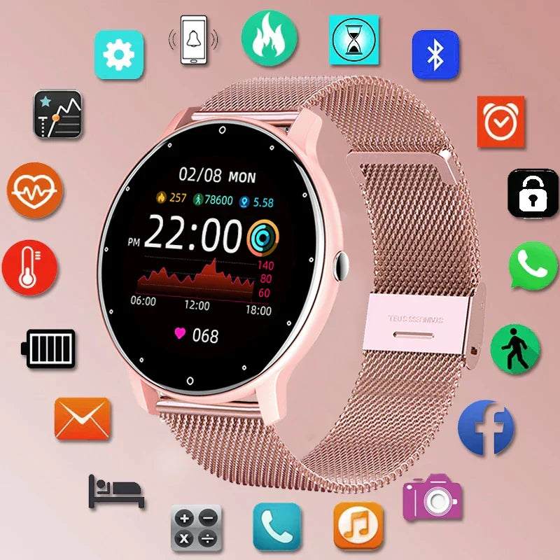 Smart Watch Full Touch Screen Sports for Women (Pink)