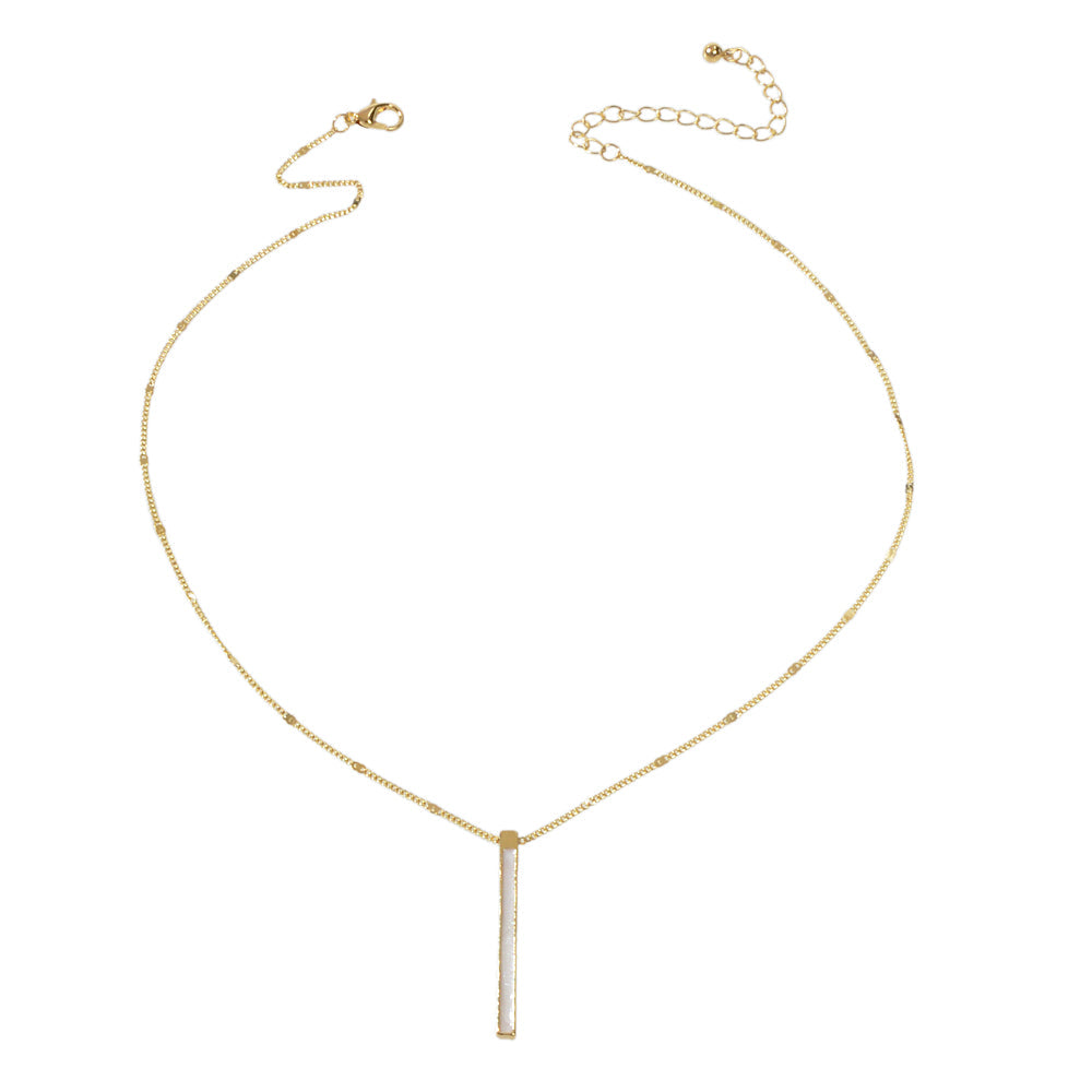 Fashion Jewellery Gold Chain White Enamel Bar Pendant Necklace Women Accessories