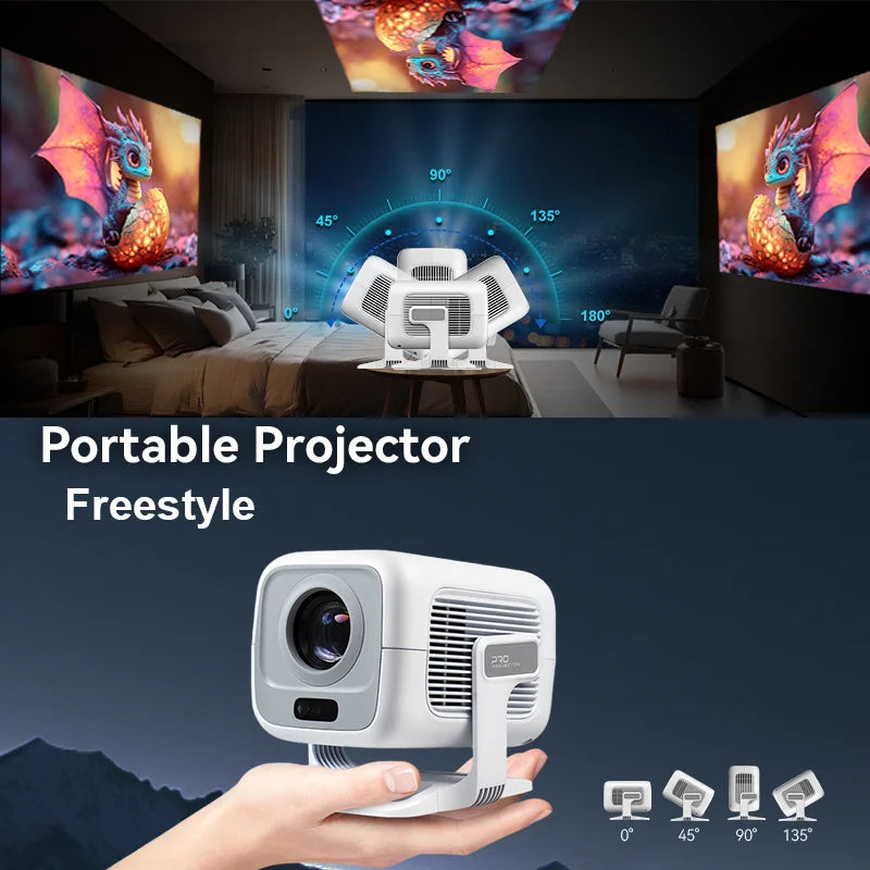 NNEOBA 4K Android Native Portable Projector White