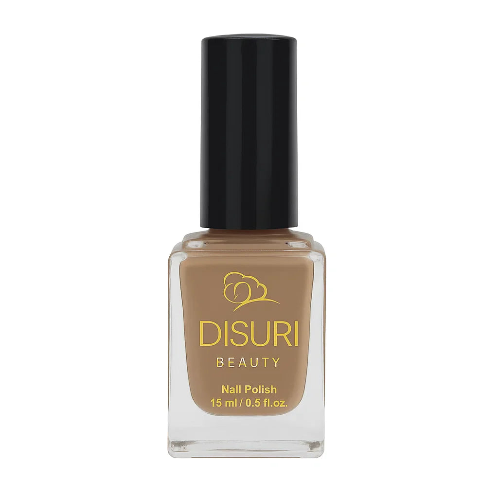 DISURI Beauty Vegan Nail Polish – Cafe Con Leche (#D6B9A1 Creamy Caramel Gloss, 15 ml)