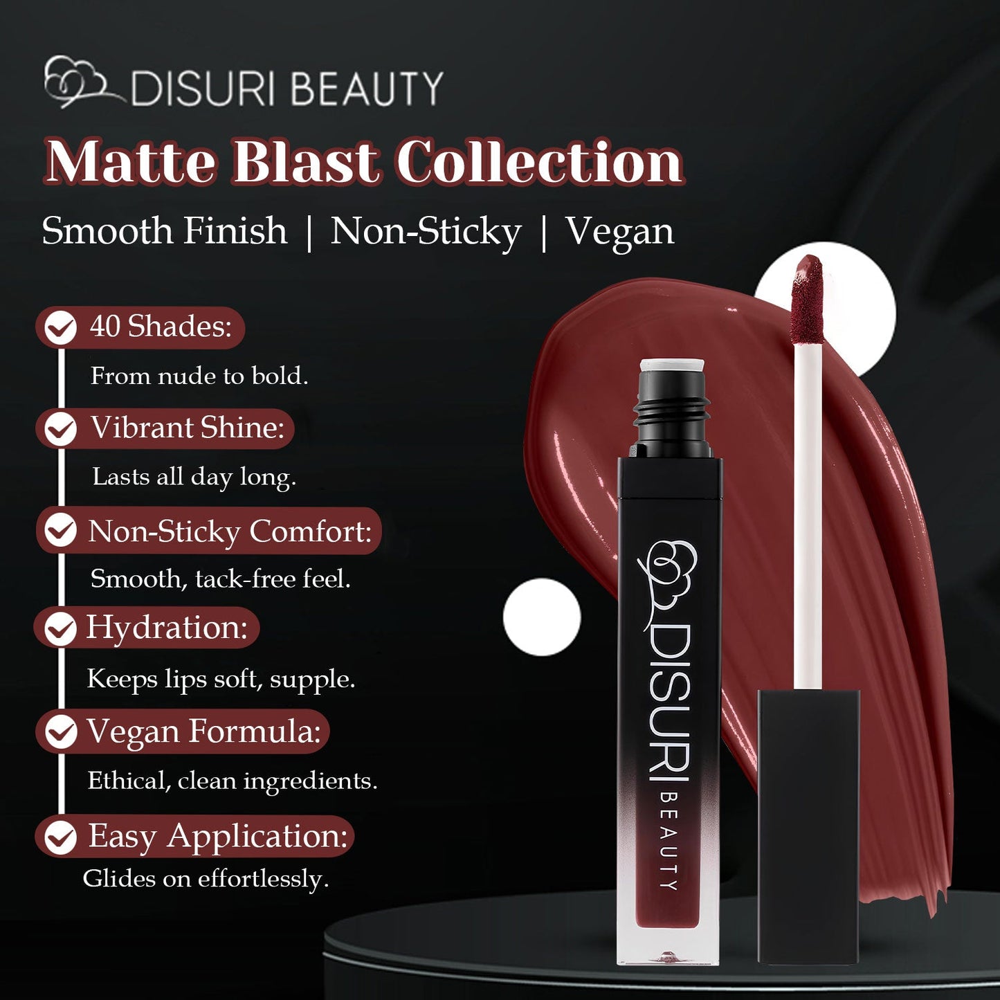 DISURI Beauty Liquid Lipstick - Red Wine
