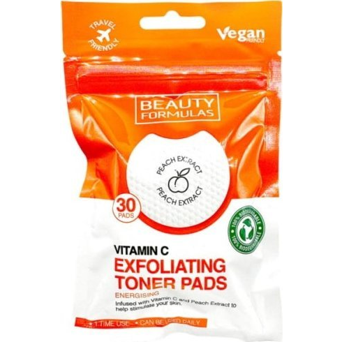Beauty Formulas BEAUTY FORMULAS_Exfoliating Toner Pads nasączone płatki złuszczające z Witaminą C 30szt. (5012251013741)