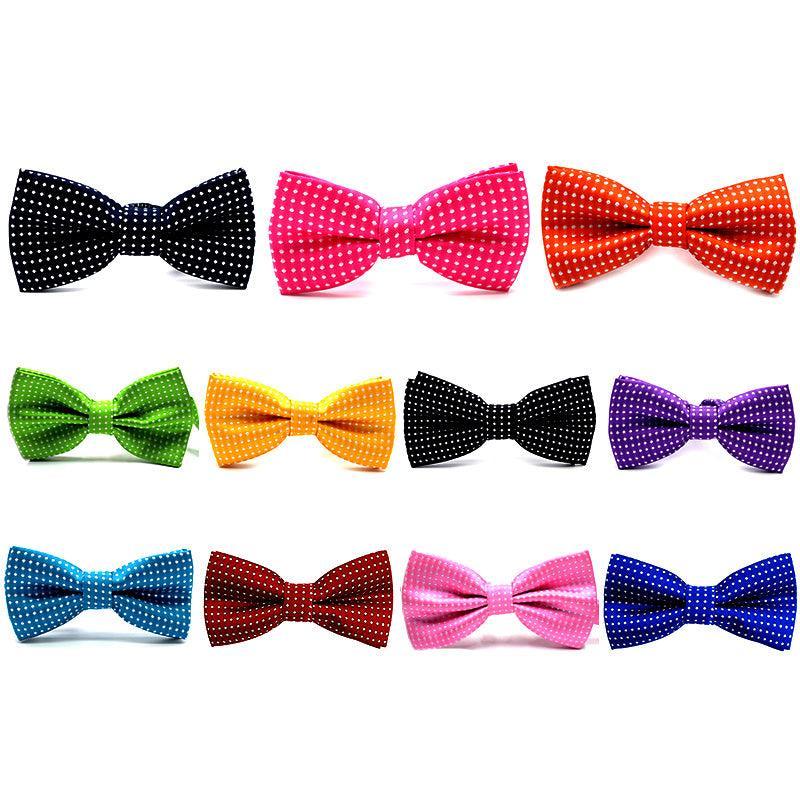 Formal Polka Dot Bow Tie Adjustable Necktie Small Size for Kids Pets Party Use