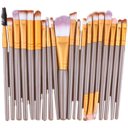 20 Pcs Makeup Brush Set Eyeshadow Eyebrow Powder Foundation Contour Lip Brushes