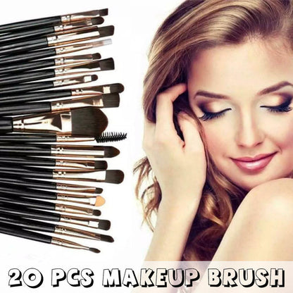 20 Pcs Makeup Brush Set Eyeshadow Eyebrow Powder Foundation Contour Lip Brushes