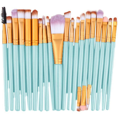 20 Pcs Makeup Brush Set Eyeshadow Eyebrow Powder Foundation Contour Lip Brushes