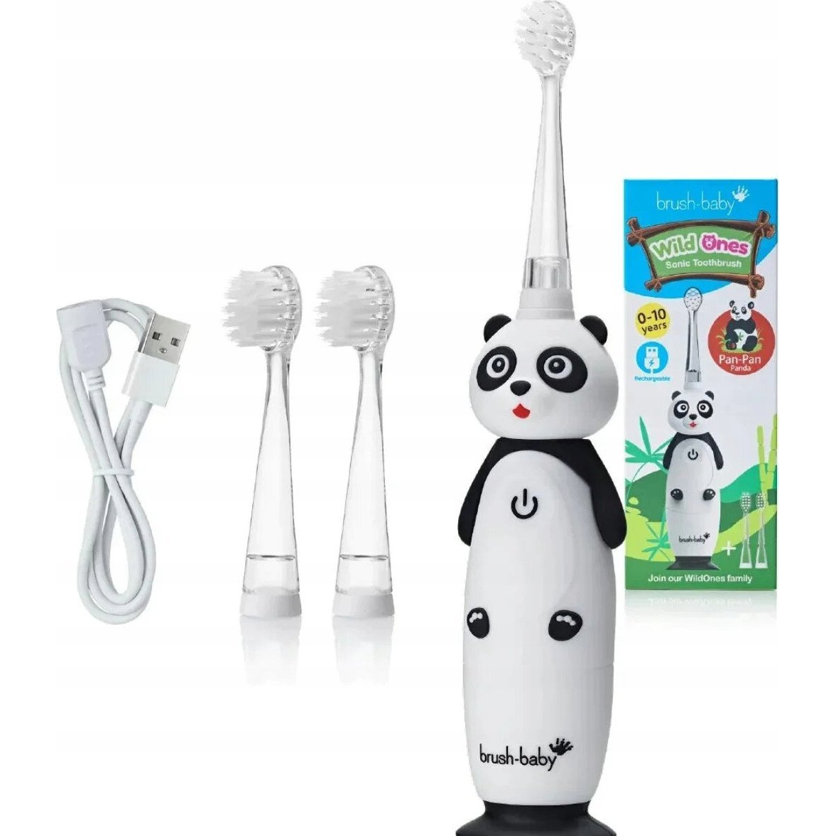 Szczoteczka Brush-baby WildOnes Panda Biała (5060178102567)