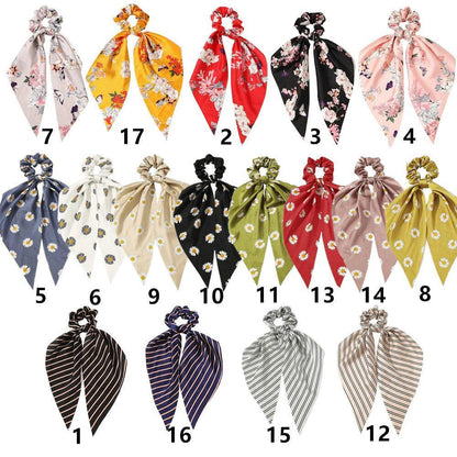 Chiffon Ponytail Scarf Bow Elastic Hair Rope Tie Scrunchies Ribbon Hair Bands