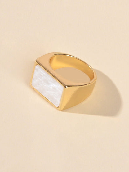 Textured Jewellery Square White Punk Gold Finger Ring Fashion Women Accessories