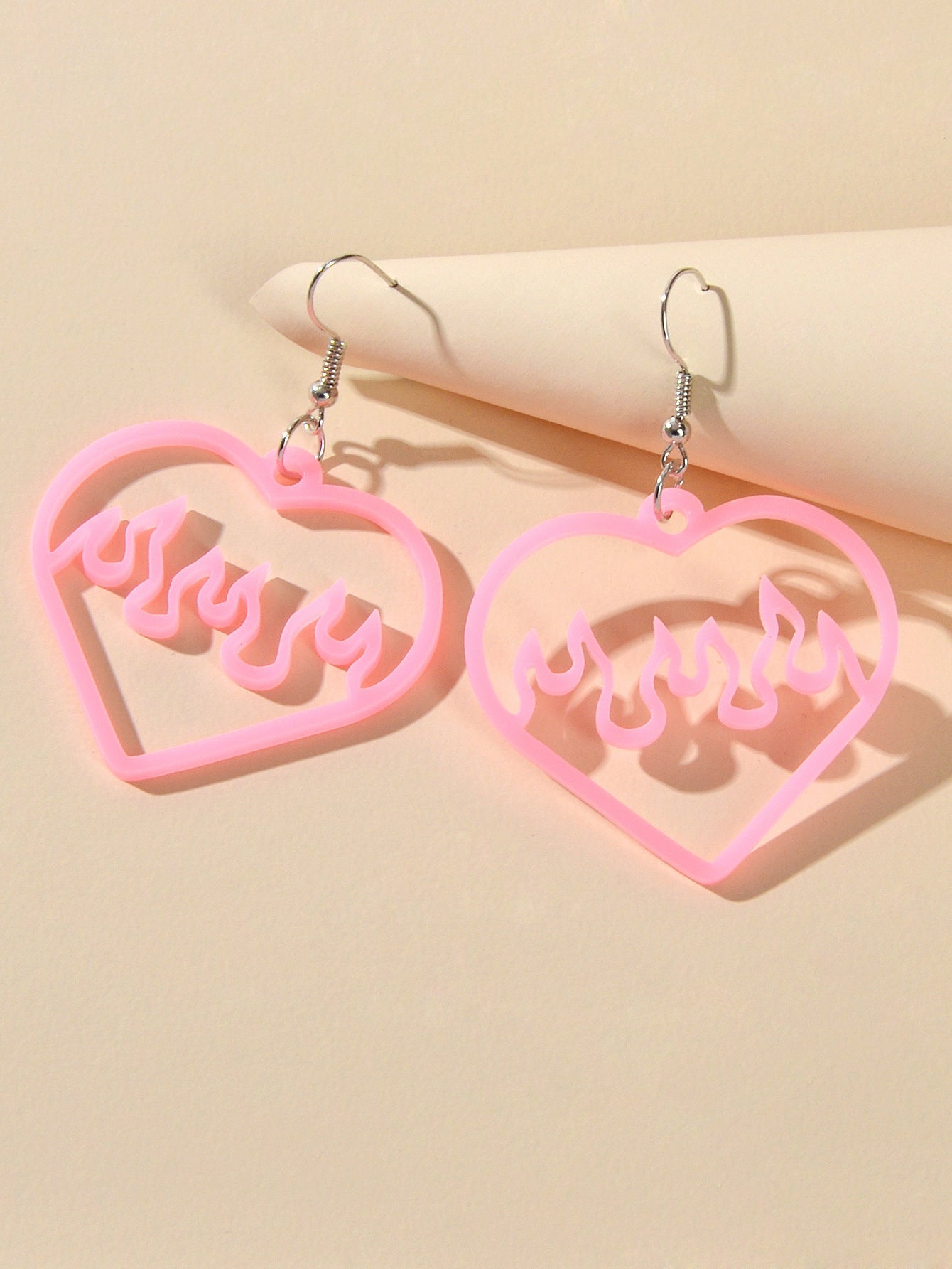 Feelontop Acrylic Hollow Love Heart Drop Earrings Party Women Gift Accessories