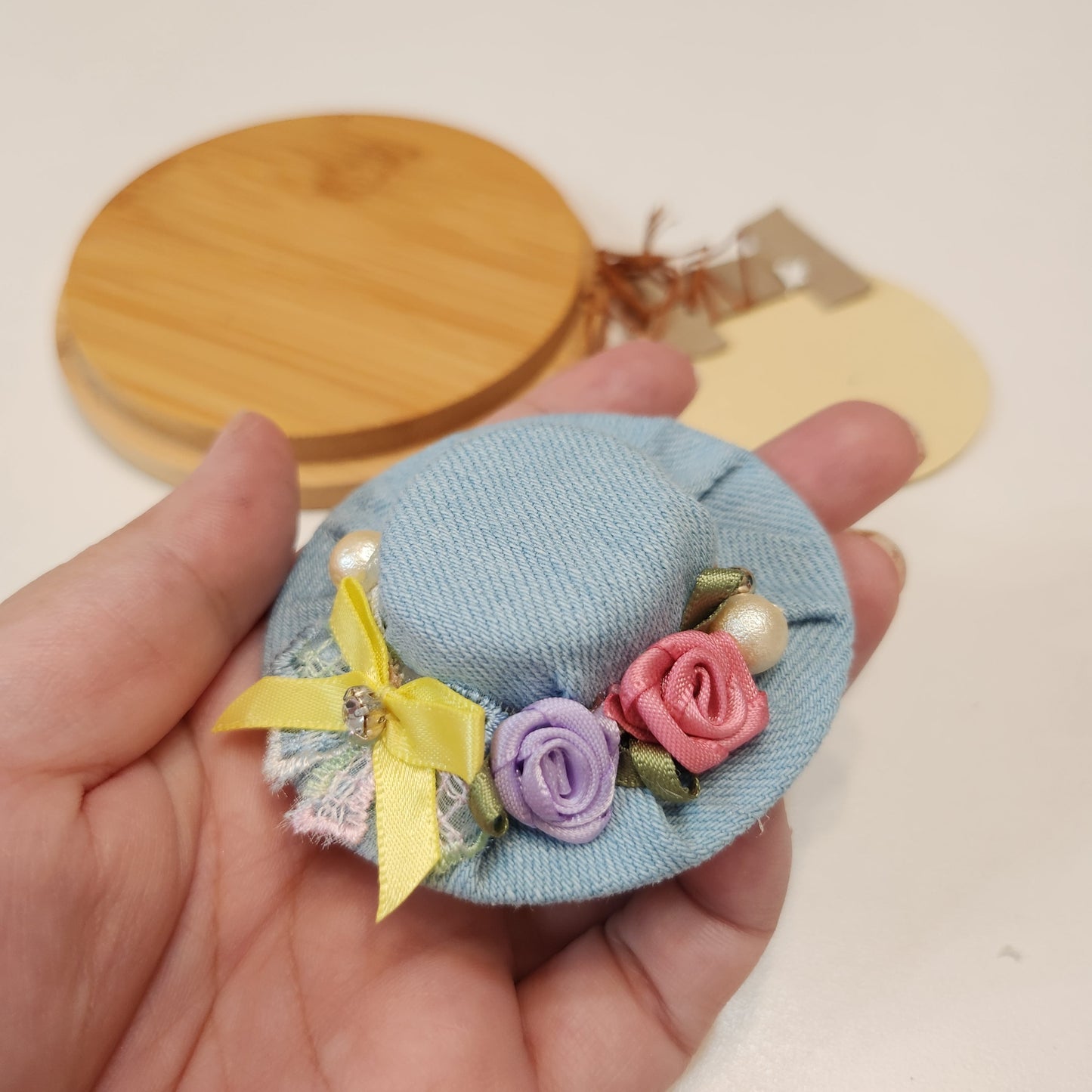 Recycled Denim Mini Hat Hairclip