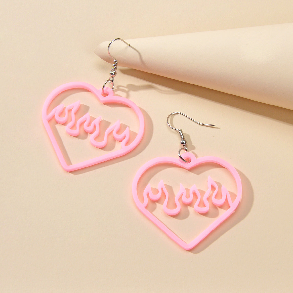 Feelontop Acrylic Hollow Love Heart Drop Earrings Party Women Gift Accessories