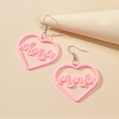 Feelontop Acrylic Hollow Love Heart Drop Earrings Party Women Gift Accessories