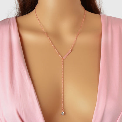 Feelontop Jewellery Silver Chain Rhinestone Fringe Y Necklace Women Accessories