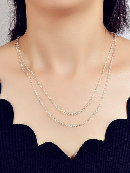 Double layer Gold Silver Chain Necklace Minimalist Women Teens Girls Accessories