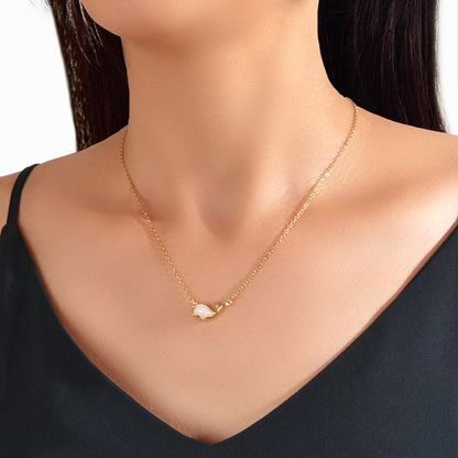 Exquisite Women Accessories Gold Chain Opal Dolphin Charm Necklace Gift Jewelry