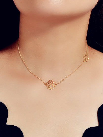 Retro Black Gold Chain Flower Collar Necklace Women Short Choker Accessories