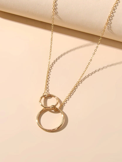 Minimalist Women Accessories Gold Silver Chain Circle Pendant Necklace for Party