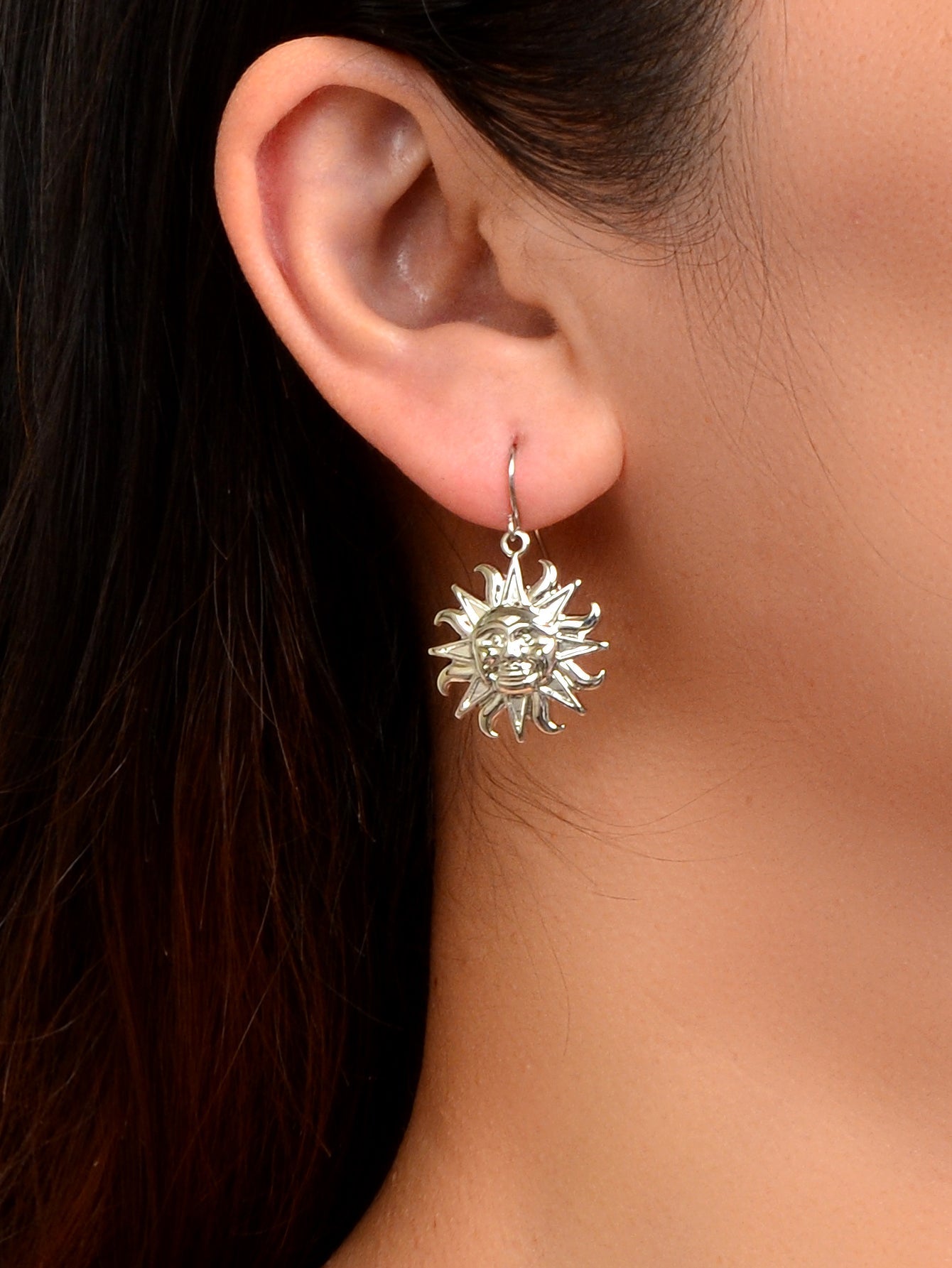 Gold Sun Drop Earrings Wholesale Price Women Teens Accessories Textured Jewelry