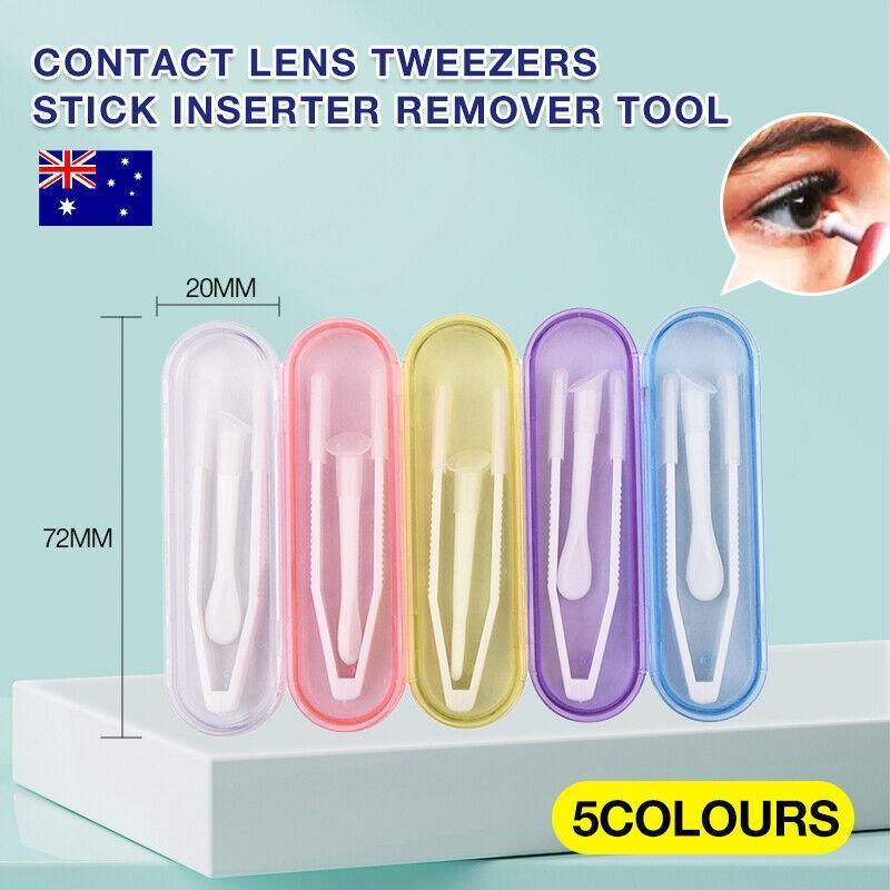 Contact Lens Tweezers Stick Inserter Remover Tool Kit Tip Storage Case Box Set