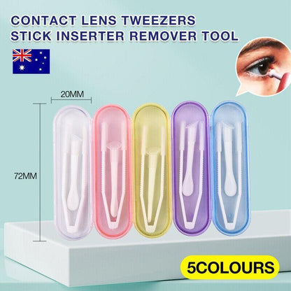 Contact Lens Tweezers Stick Inserter Remover Tool Kit Tip Storage Case Box Set