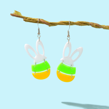 Lovely Colourful Acrylic Rabbit Bunny Earrings Women Easter Holiday Accessories