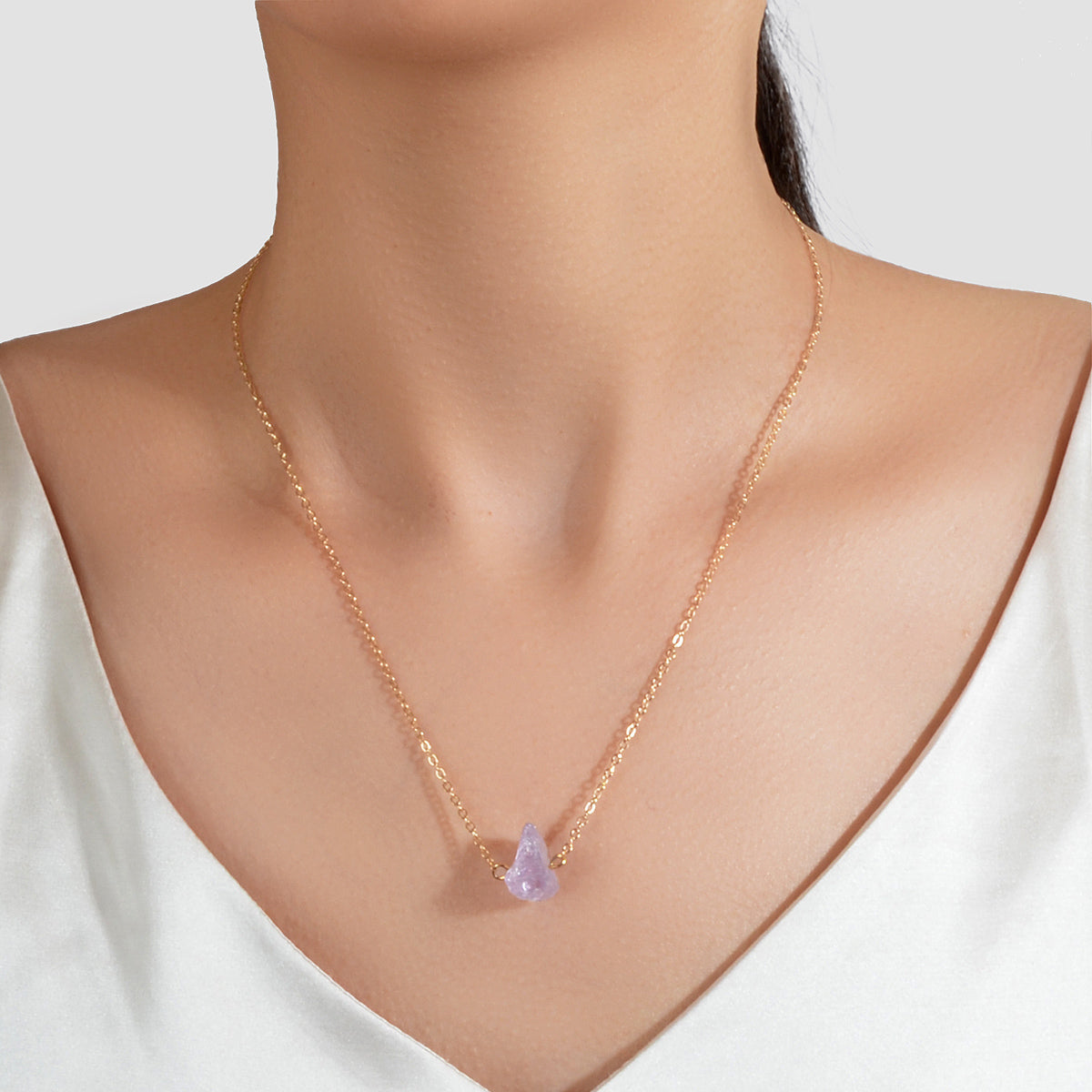 Boho Chic Jewelry Gold Chain Irregular Stone Pendant Necklace Women Accessories