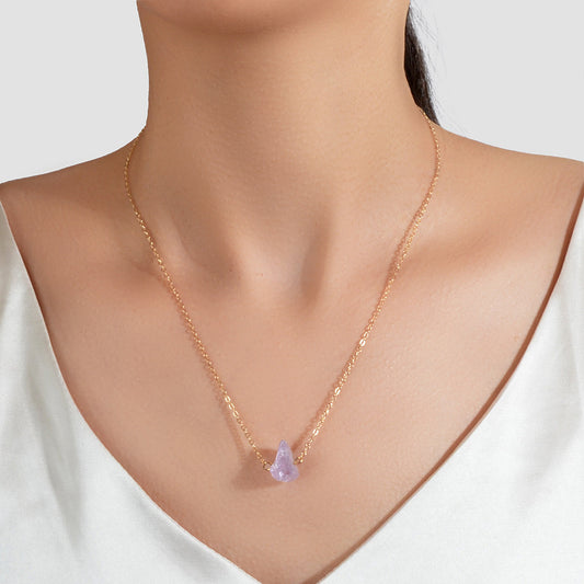 Boho Chic Jewelry Gold Chain Irregular Stone Pendant Necklace Women Accessories