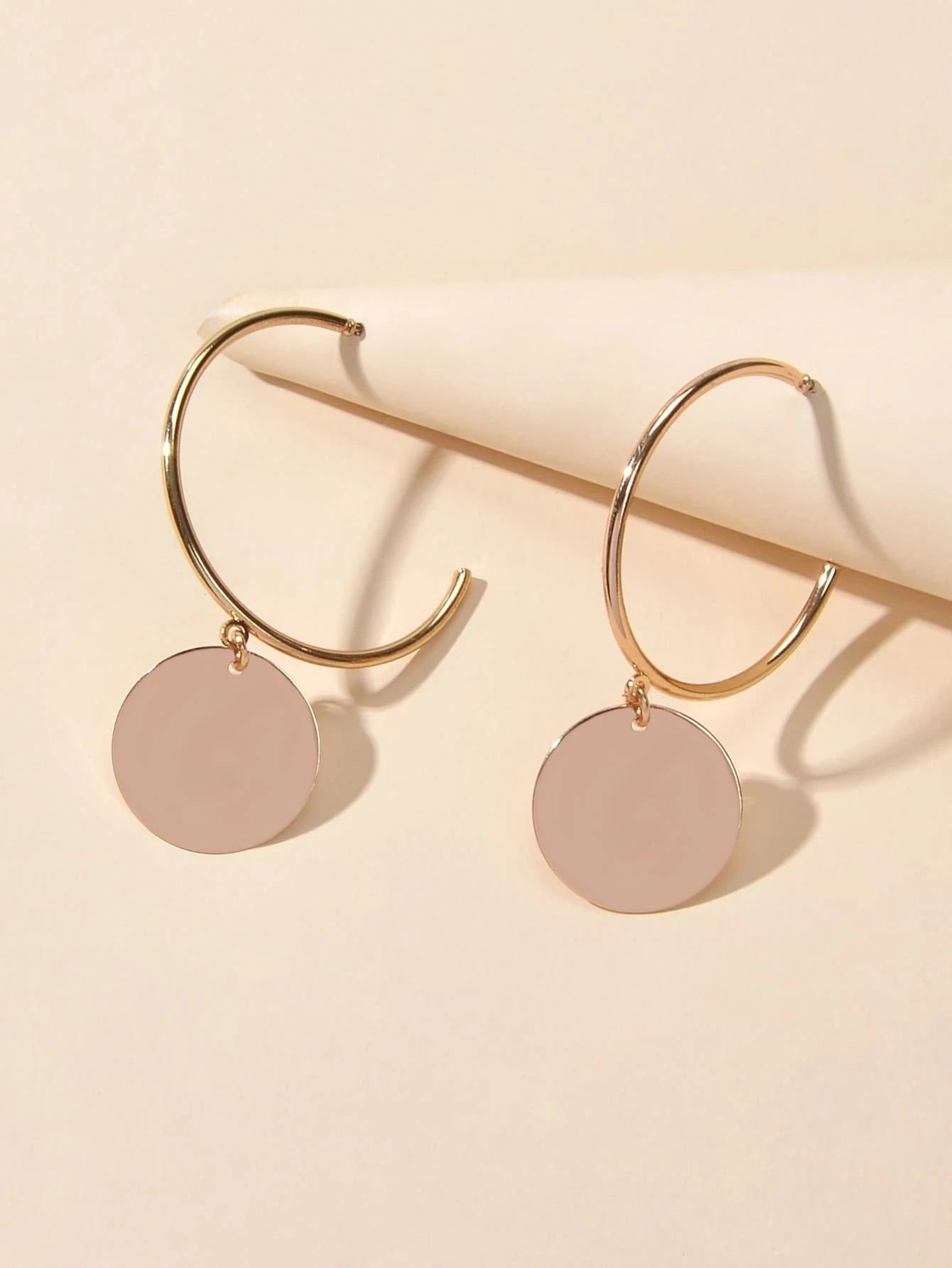 Punk Jewellery Gold Silver Round Disc Geometric Hoop Earrings Women Accessories