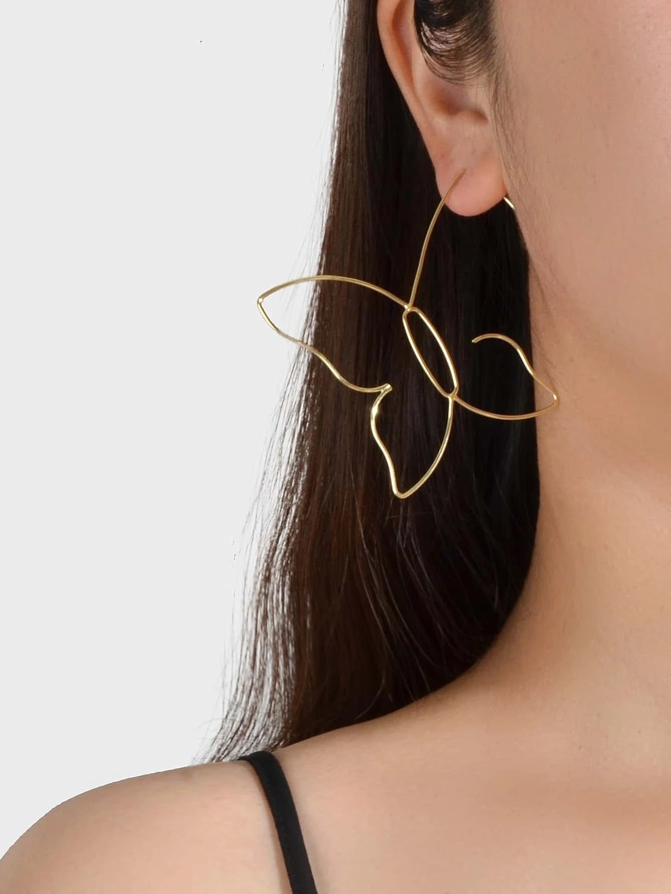 Gold Minimalist Butterfly Geometric Statement Drop Earrings Women Accessories