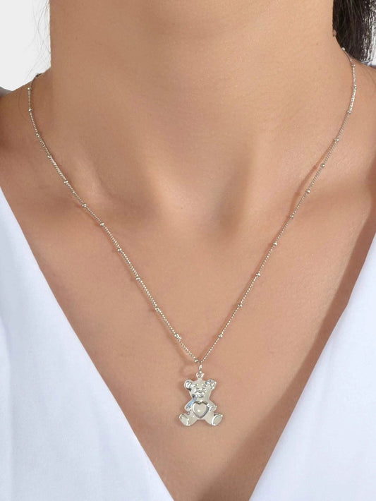 Lovely Jewellery Silver Chain Cute Bear Pendant Necklace Women Vivid Accessories