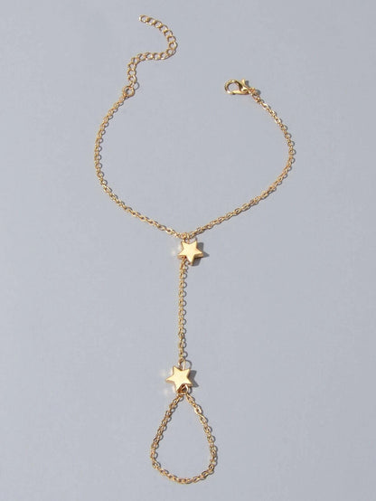 Fashion Jewellery Gold Chain Star Slave Bracelet with Finger Women Accessories