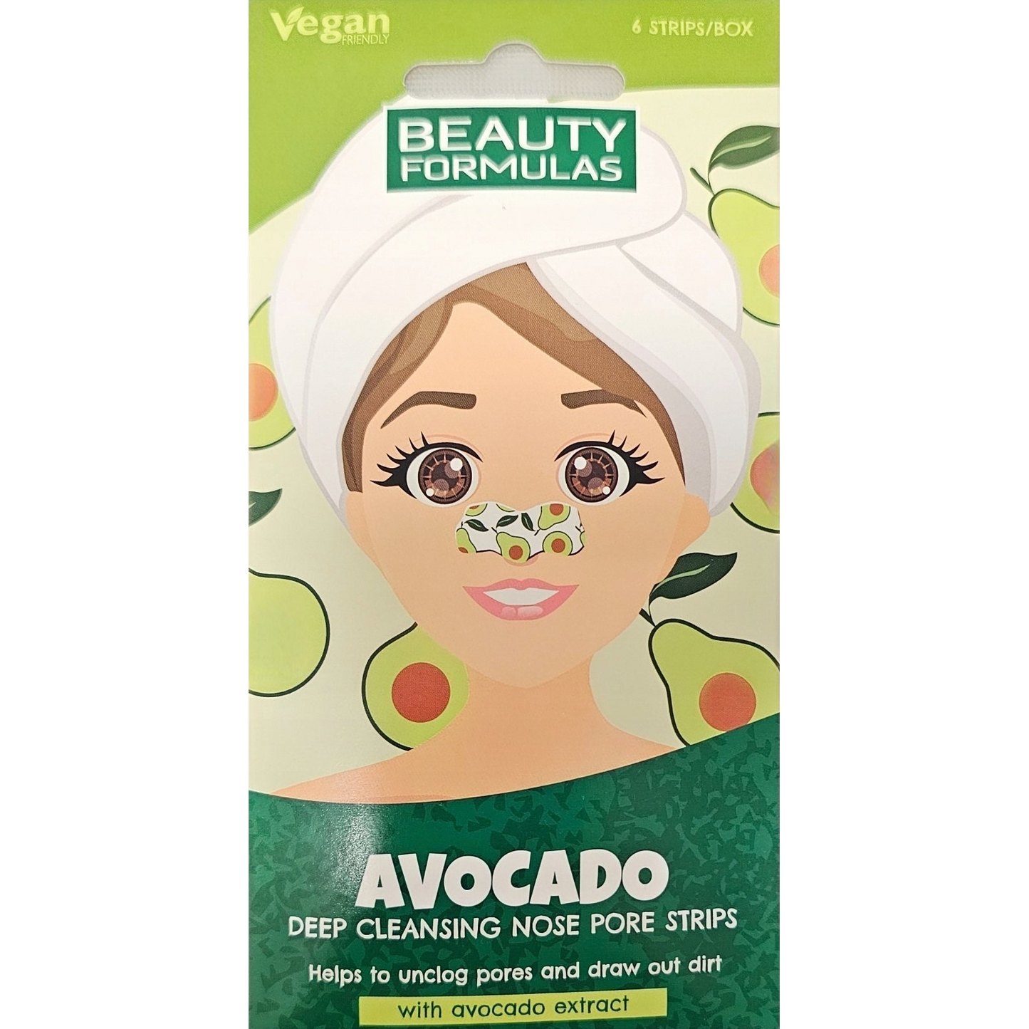 Beauty Formulas BEAUTY FORMULAS_Paski na nos głęboko oczyszczające Awokado 6szt (5012251013857)