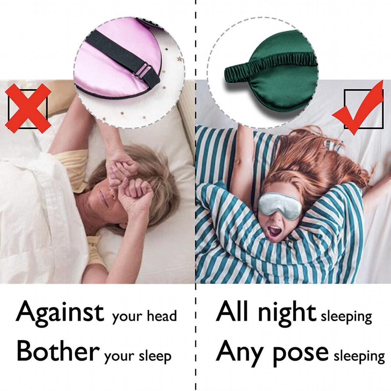 Pure Soft Silk Eyeshade Blindfold Sleep Eye Mask Cover Light Shade Travel Relax