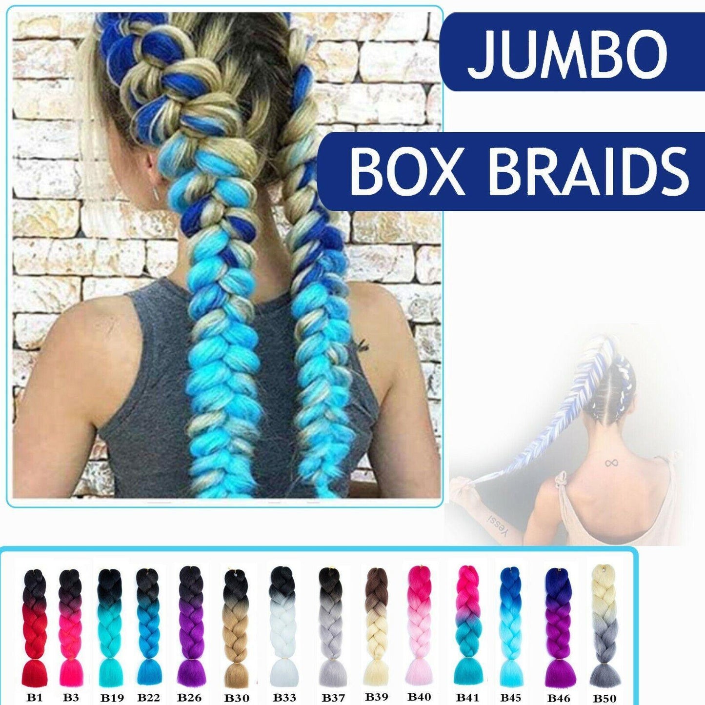 Coloured Jumbo Braiding Hair Extensions Braids Twist Hight Temperature Kanekalon