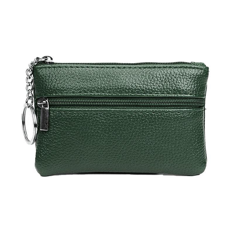 Coin Small Change Bag Card Wallet Pouch Zip Up Women Key Ring Leather Mini Purse