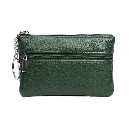 Coin Small Change Bag Card Wallet Pouch Zip Up Women Key Ring Leather Mini Purse