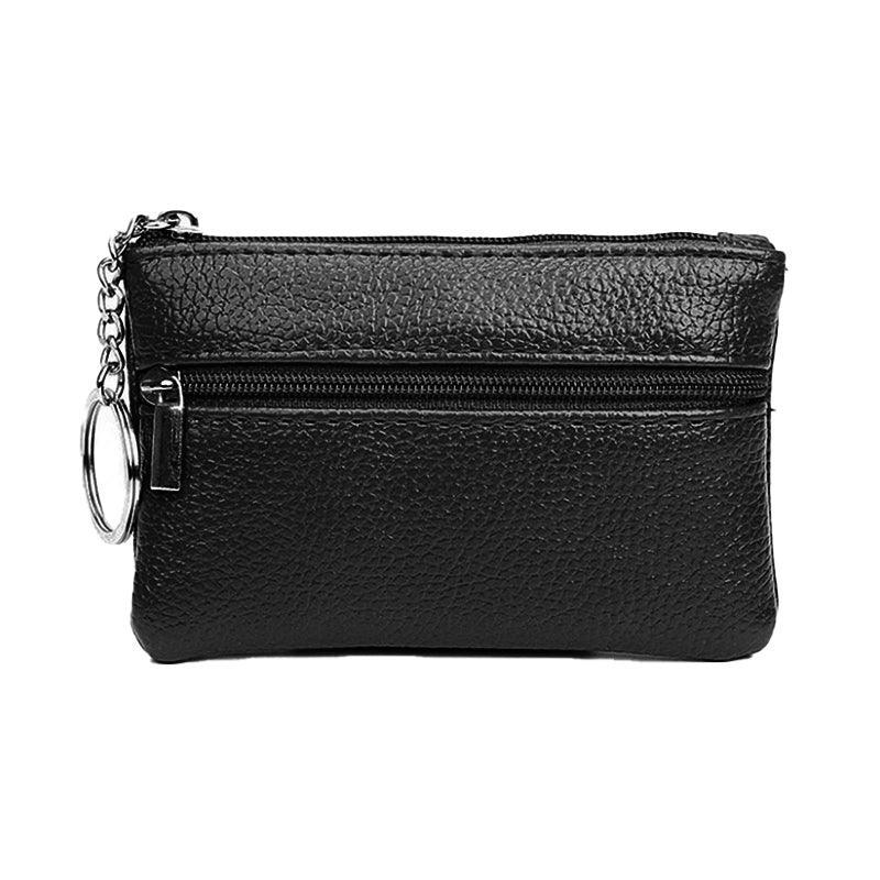 Coin Small Change Bag Card Wallet Pouch Zip Up Women Key Ring Leather Mini Purse