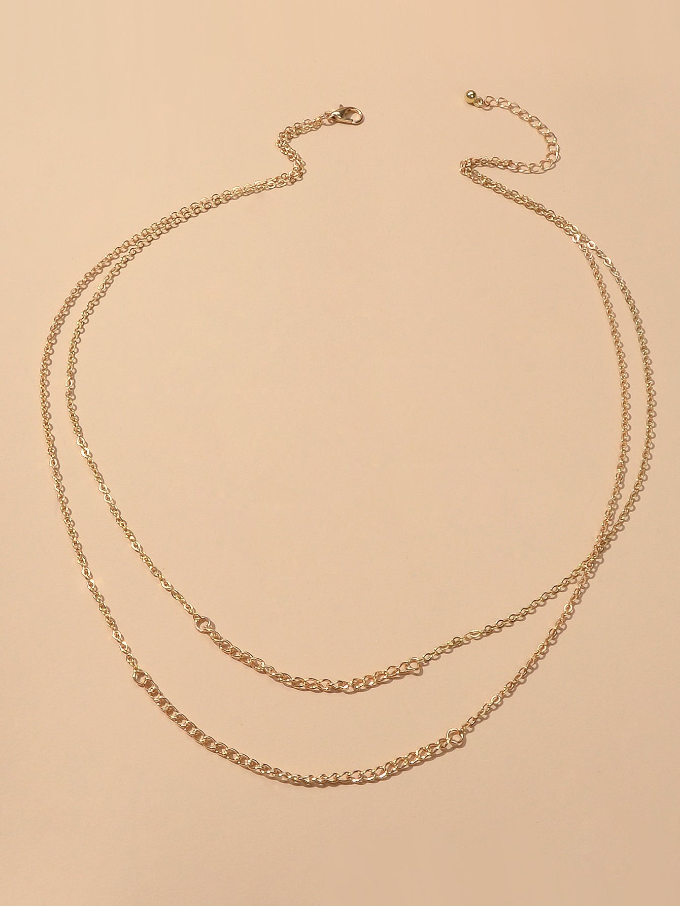 Double layer Gold Silver Chain Necklace Minimalist Women Teens Girls Accessories