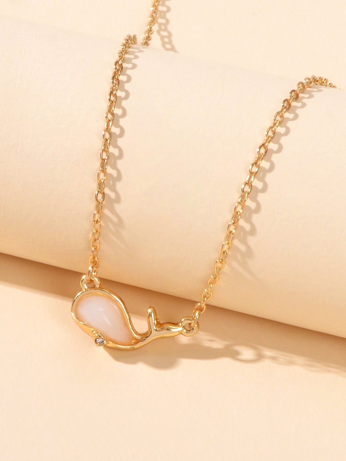 Exquisite Women Accessories Gold Chain Opal Dolphin Charm Necklace Gift Jewelry