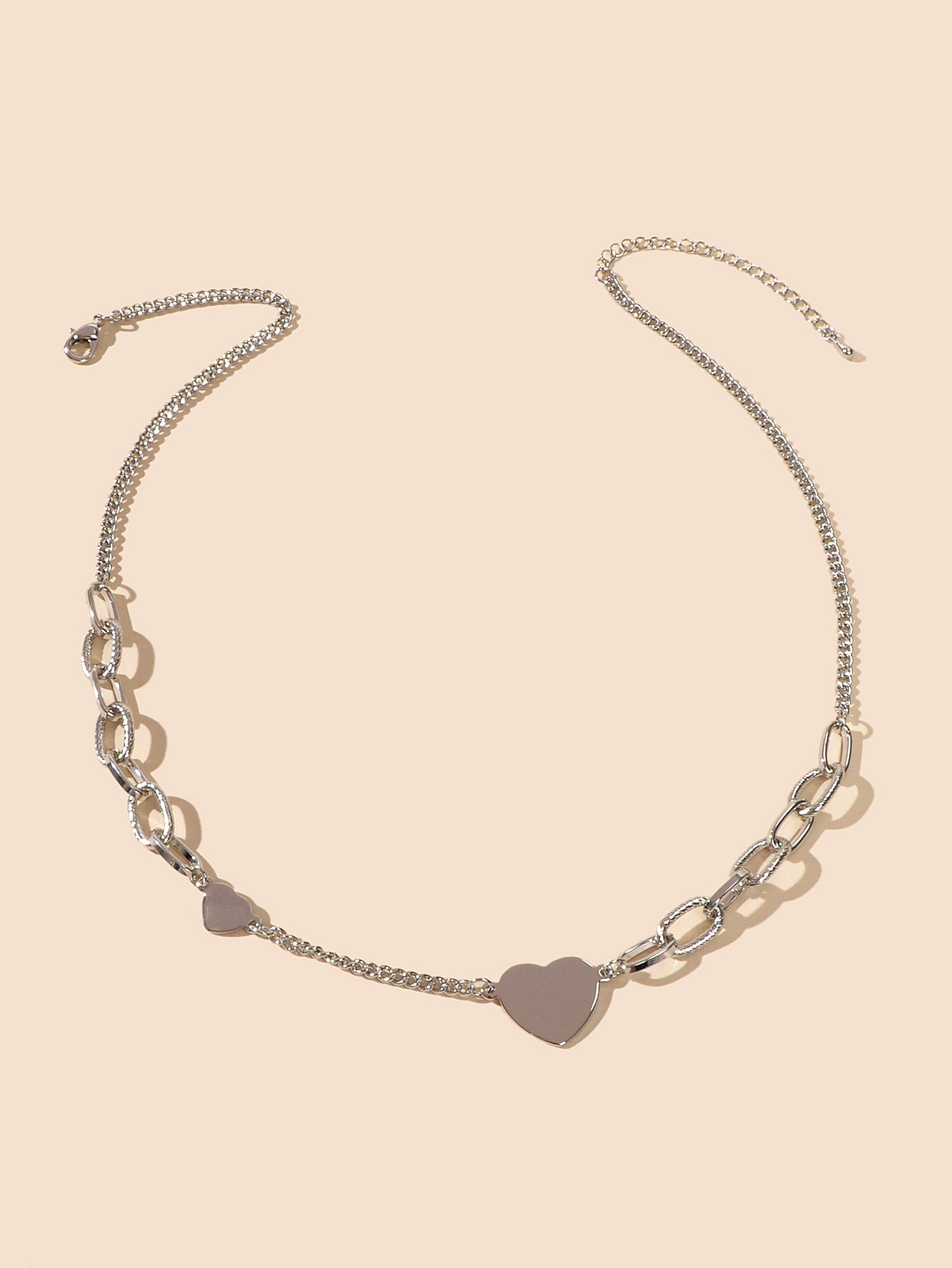 Women Silver Chain Heart Charm Collar Necklace Good Quality Fashion Accessories