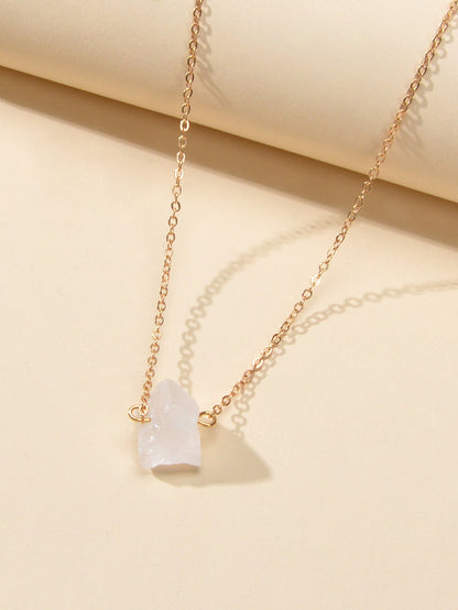 Boho Chic Jewelry Gold Chain Irregular Stone Pendant Necklace Women Accessories