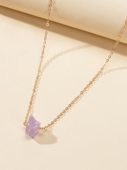 Boho Chic Jewelry Gold Chain Irregular Stone Pendant Necklace Women Accessories